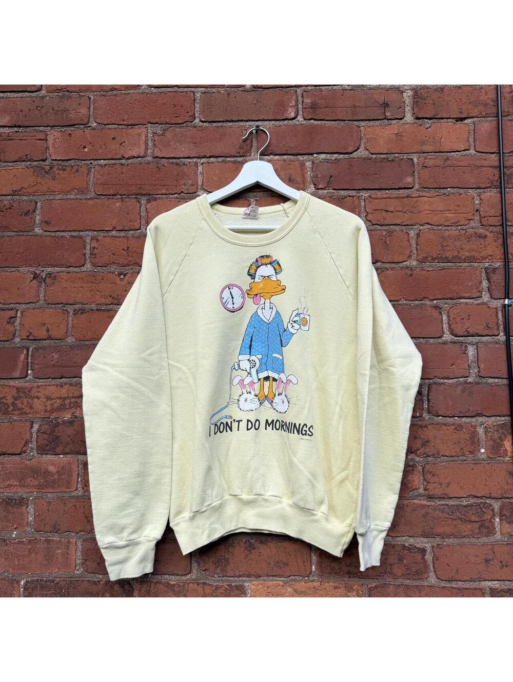 vintage i don’t do mornings duck air waves sweatshirt 1988 L